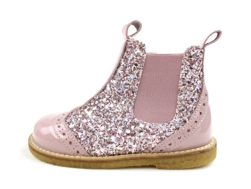 Angulus mauve glitter støvlette med hulmønster